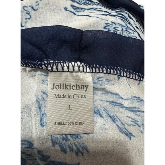 Jollkichay One Piece Blue And White Floral Swimsuit And Sarong Wrap Size L NWT - Picture 7 of 11